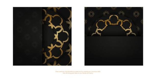 明信片黑色与金色豪华装饰图片下载