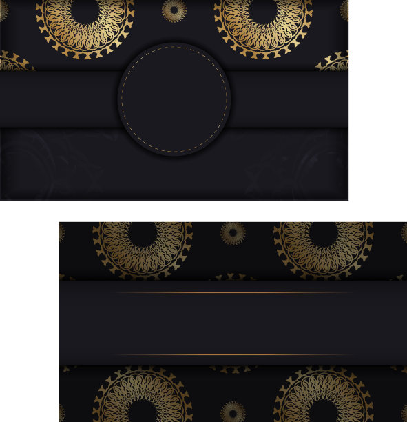 黑色贺卡模板与金色图片下载