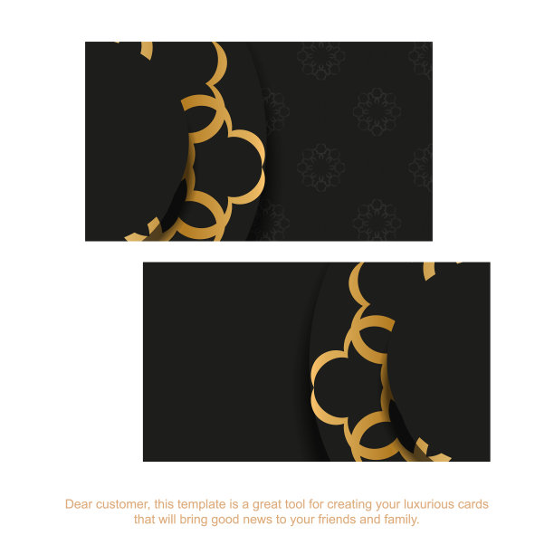 带有金色复古图案的黑色名片图片下载