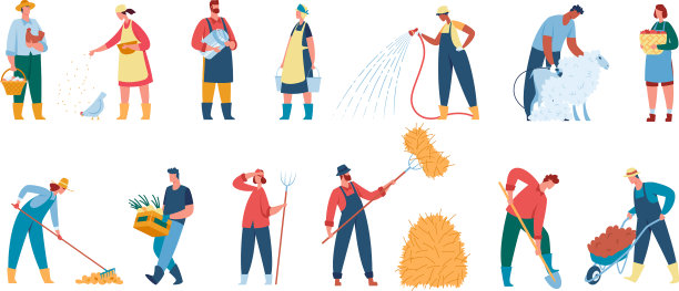 在农场工作的农民农业工人和图片下载