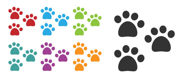 黑色爪印图标孤立在白色背景图片下载