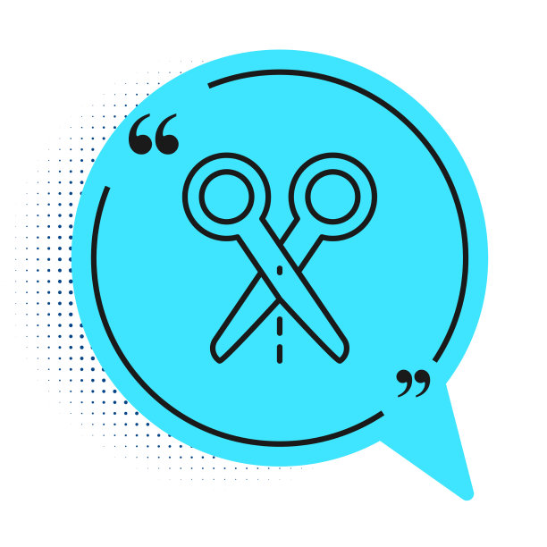 黑色线剪刀与切割线图标隔离上图片下载