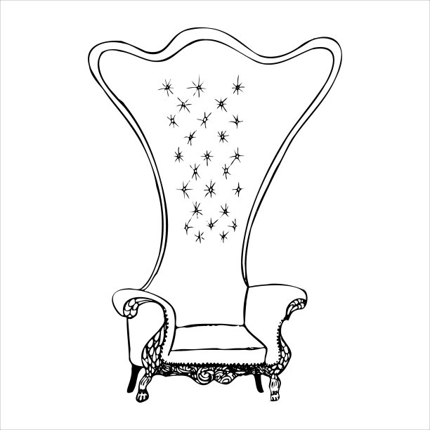 古典巴洛克风格的扶手椅，手绘在图片下载