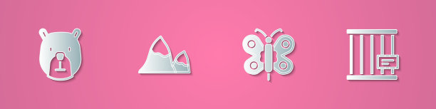 集剪纸熊头山蝴蝶和图片下载