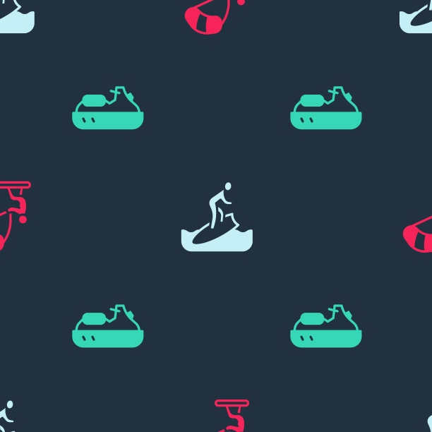 将风筝冲浪、冲浪板和水上摩托艇无缝对接图片下载