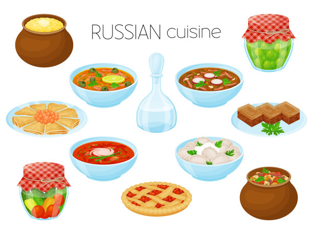 收藏的饭菜俄罗斯美食卡通图片下载