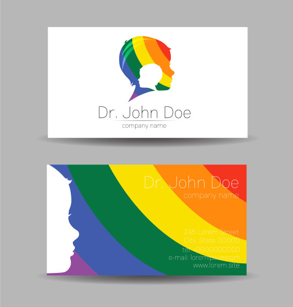 五颜六色的名片孩子头现代标志图片下载