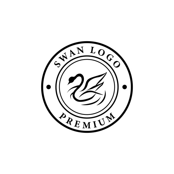 圆天鹅标志设计模板图片下载