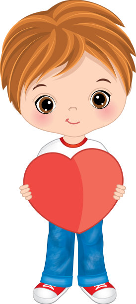 可爱的小男孩抱着一颗心图片下载