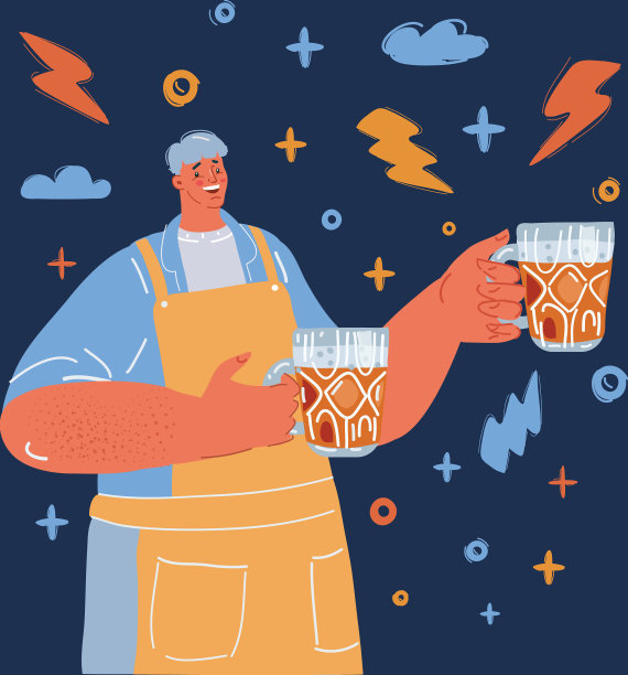 男人的杯子里有两瓶啤酒图片下载