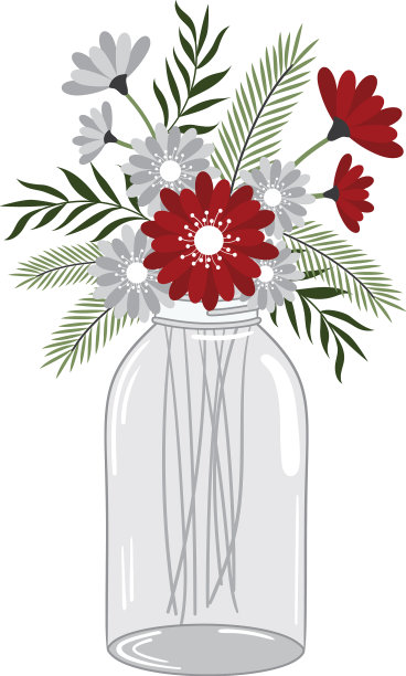 玻璃瓶里的圣诞花束图片下载