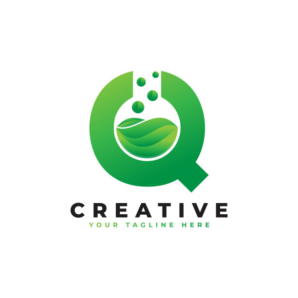 字母q与抽象的实验室标志可用图片下载