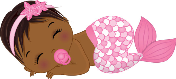 非裔美国人可爱的小美人鱼带着奶嘴图片下载