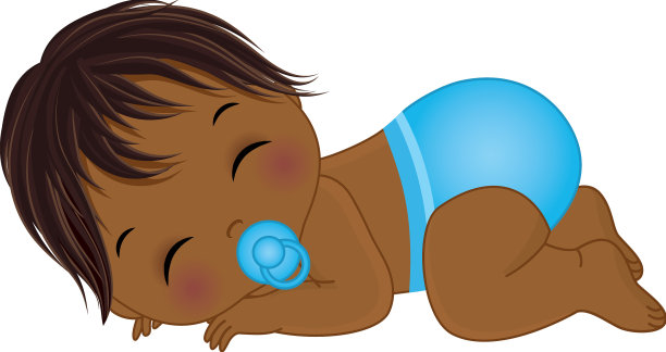 可爱的非裔美国小男孩，穿着蓝色尿布图片下载