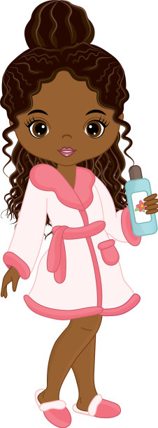 可爱的黑人美容院女孩手里拿着一瓶洗发水图片下载