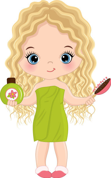 可爱的水疗小女孩沐浴后裹着毛巾图片下载