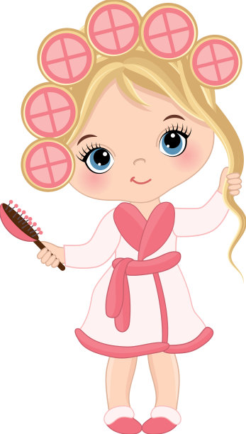 可爱的温泉小女孩卷着头发图片下载