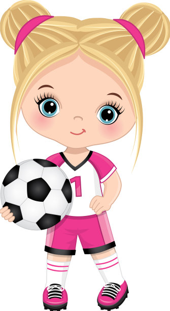 可爱的金发小女孩在踢足球图片下载