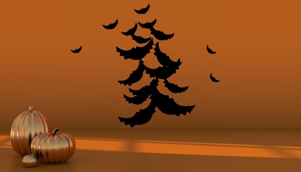 讲台和最小的抽象背景万圣节，三维渲染几何形状。3 d演示。图片下载