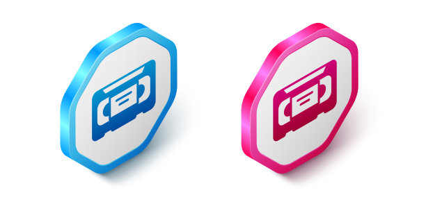 等距VHS视频磁带图标隔离上图片下载