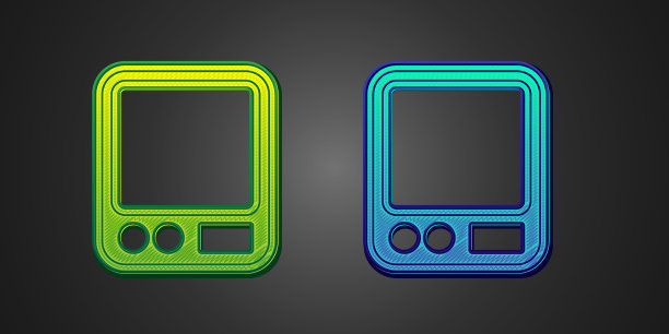 绿色和蓝色的电子咖啡秤图标图片下载