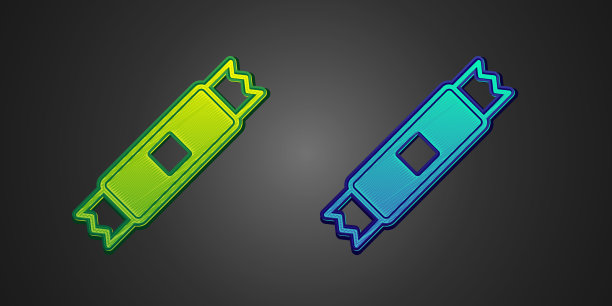 绿色和蓝色的糖棒包装图标隔离图片下载