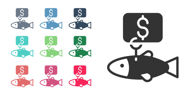 黑色价格标签上的鱼图标孤立在白色图片下载