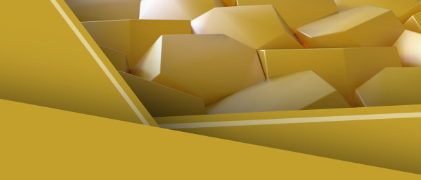 抽象的背景。六边形几何形状和折叠图形设计与商业概念的黄色。复制空间-3d渲染图片下载