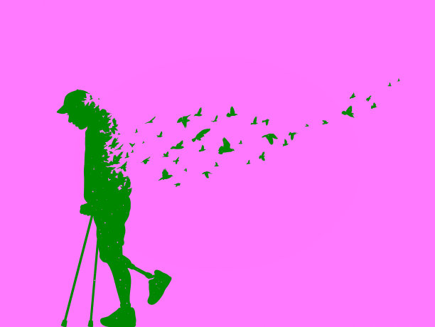 拄着拐杖的残疾人图片下载