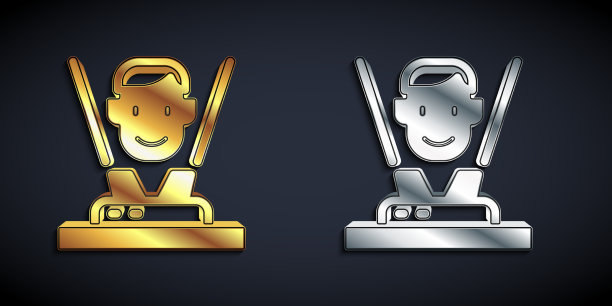 金和银全息图标孤立在黑色图片下载