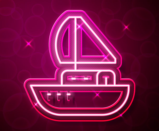 发光的霓虹灯线游艇、帆船或帆船图片下载