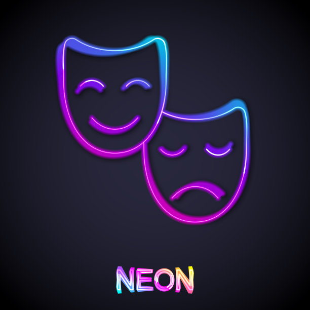 霓虹灯闪烁着喜剧和悲剧的戏剧性图片下载