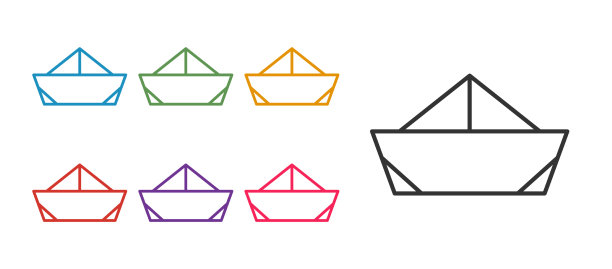 集线折纸船图标孤立在白色上图片下载