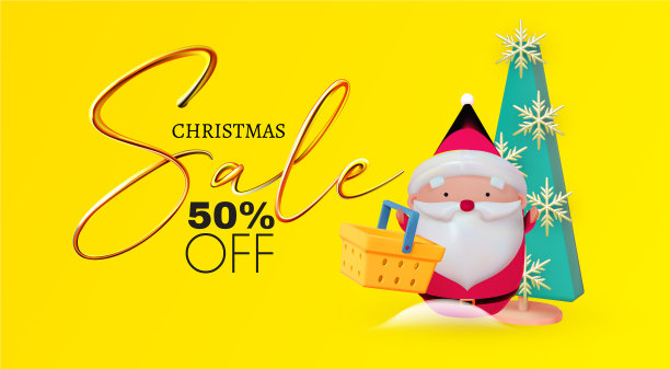 圣诞节销售3d渲染设计季节提供图片下载