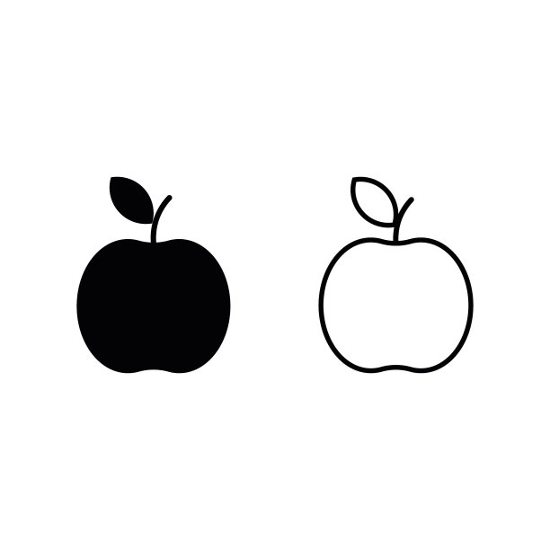 两个苹果孤立的剪影图片下载