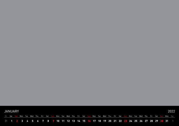2022年1月的日历网格图片下载