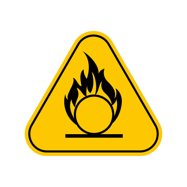 氧化危险警告标志，黄色三角形警告符号，孤立在白色背景上，矢量图标图片下载