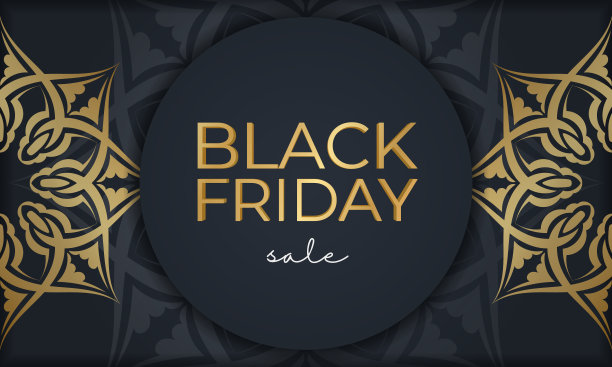 黑色星期五深蓝色复古金色图案的庆祝广告图片下载