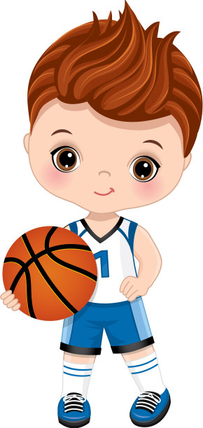 可爱的小红发男孩在打篮球图片下载