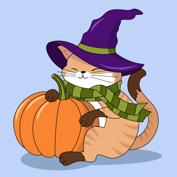 创意节日概念可爱的猫在万圣节图片下载