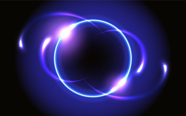 抽象的梦幻背景与霓虹灯发光的圆形框架图片下载