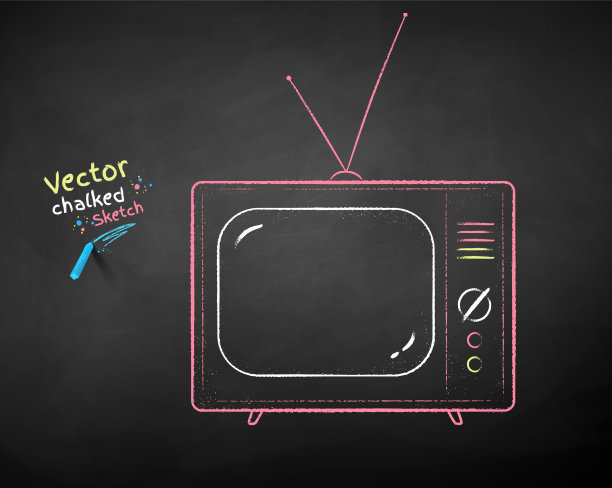 彩色粉笔画的旧电视图片下载