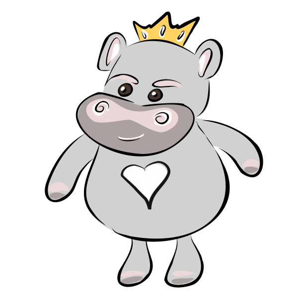 戴着王冠的卡通动物、王子和公主。小猪，小猫，河马，乌龟，狗，熊。孩子们的风格。墙纸、儿童房装饰。孤立的矢量对象。图片下载