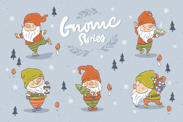 可爱的侏儒卡通人物收集图片下载