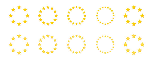 金星矢量图标。带有圆形阴影的黄色星星。矢量装饰星形元素。图片下载