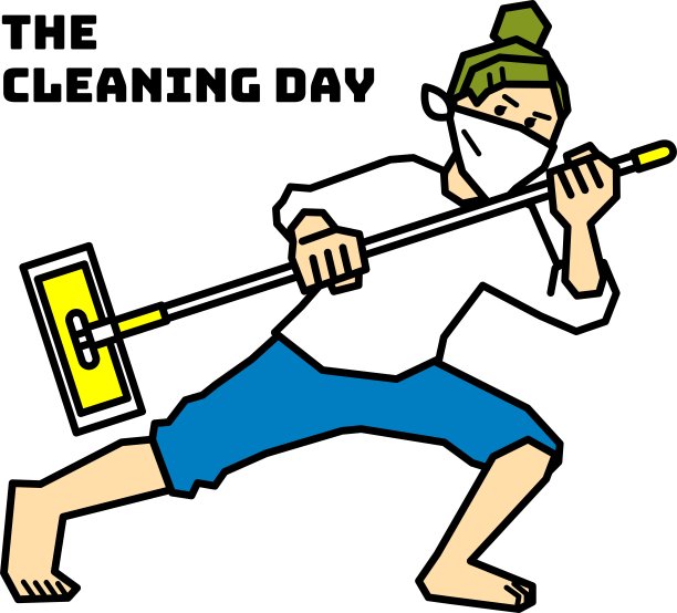 拿着清洁工具摆造型的人图片下载