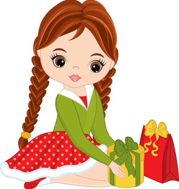 年轻漂亮的女孩拿着圣诞礼品盒图片下载