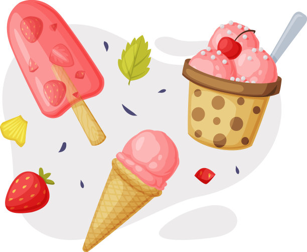 冰淇淋杯和水果冻糖果棒图片下载
