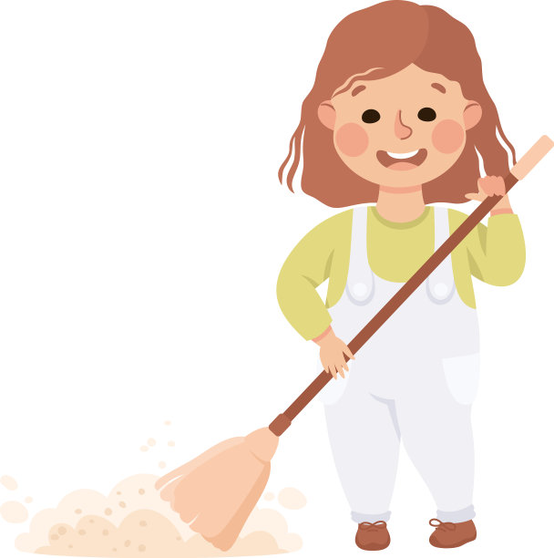 可爱的女孩做家务和家务图片下载