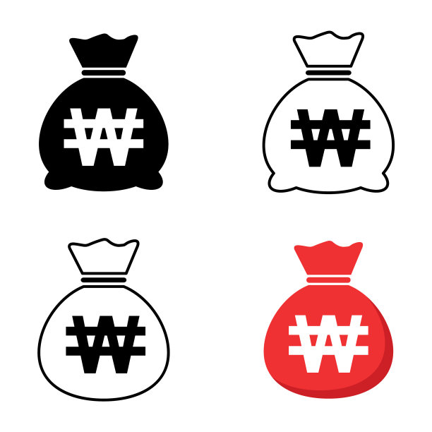 集钱袋图标孤立的白色图片下载